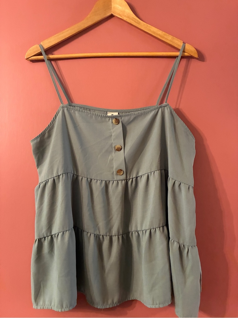 Paper Crane Sage Green Tiered Spaghetti Strap Camisole